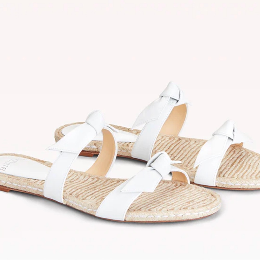 Alexandre Birman Clarita Flat White Bow Sandals